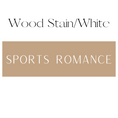 Load image into Gallery viewer, Vertical Wood Stain & White Sports Romance Shelf Mark™ by FireDrake Artistry®
