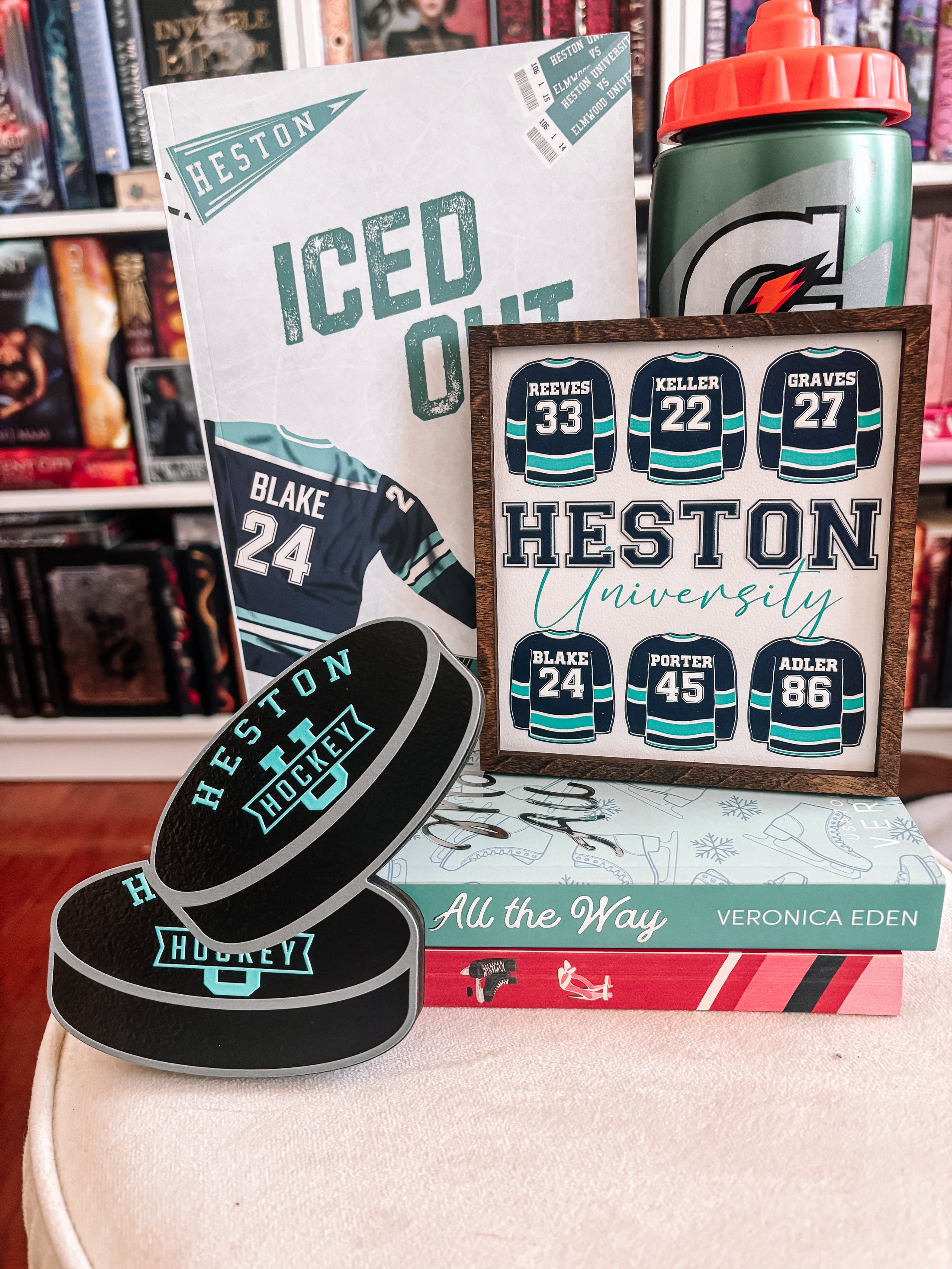 Heston University Hockey Puck Sign & Heston U Jersey Sign, Veronica Eden Collection, Fire Drake Artistry 2025®