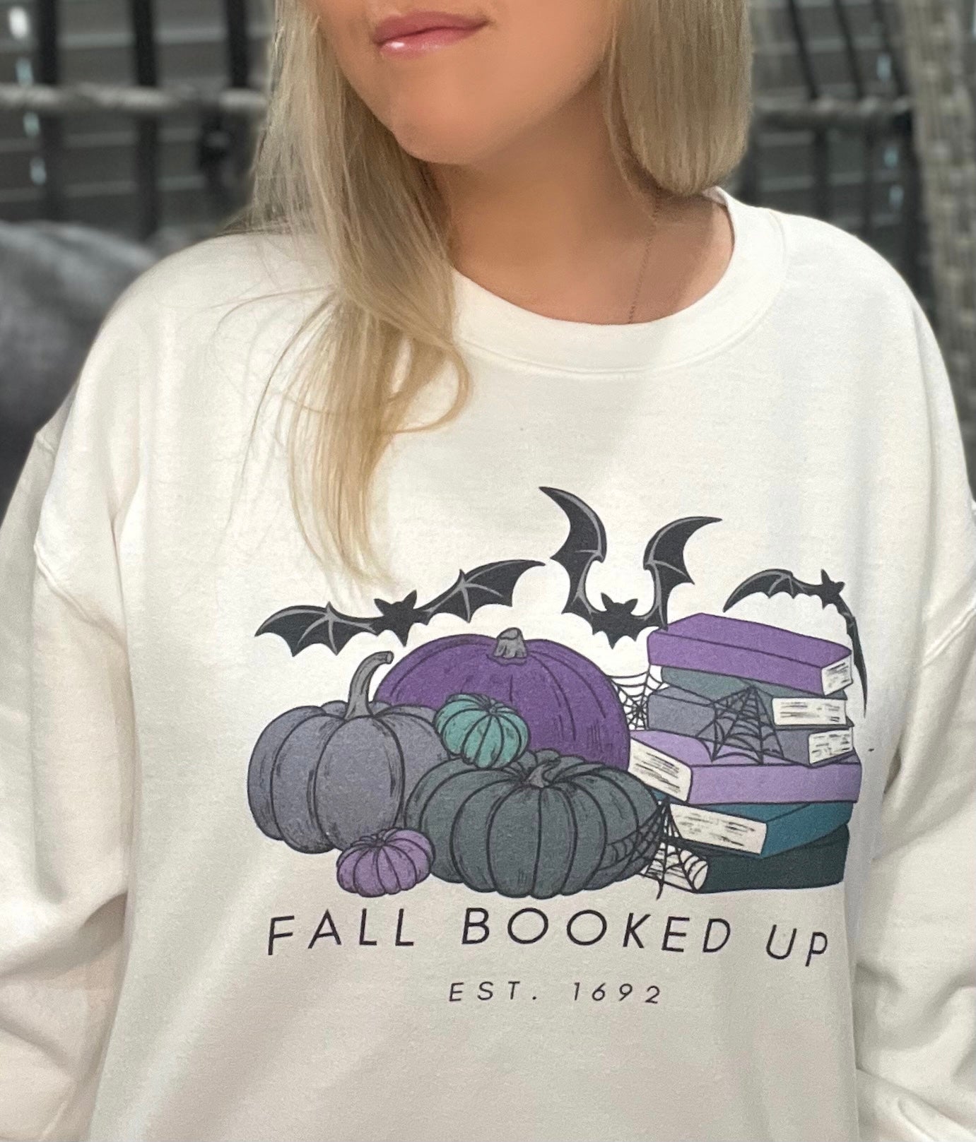 Fall Booked Up Unisex Sweatshirt - Purple Books