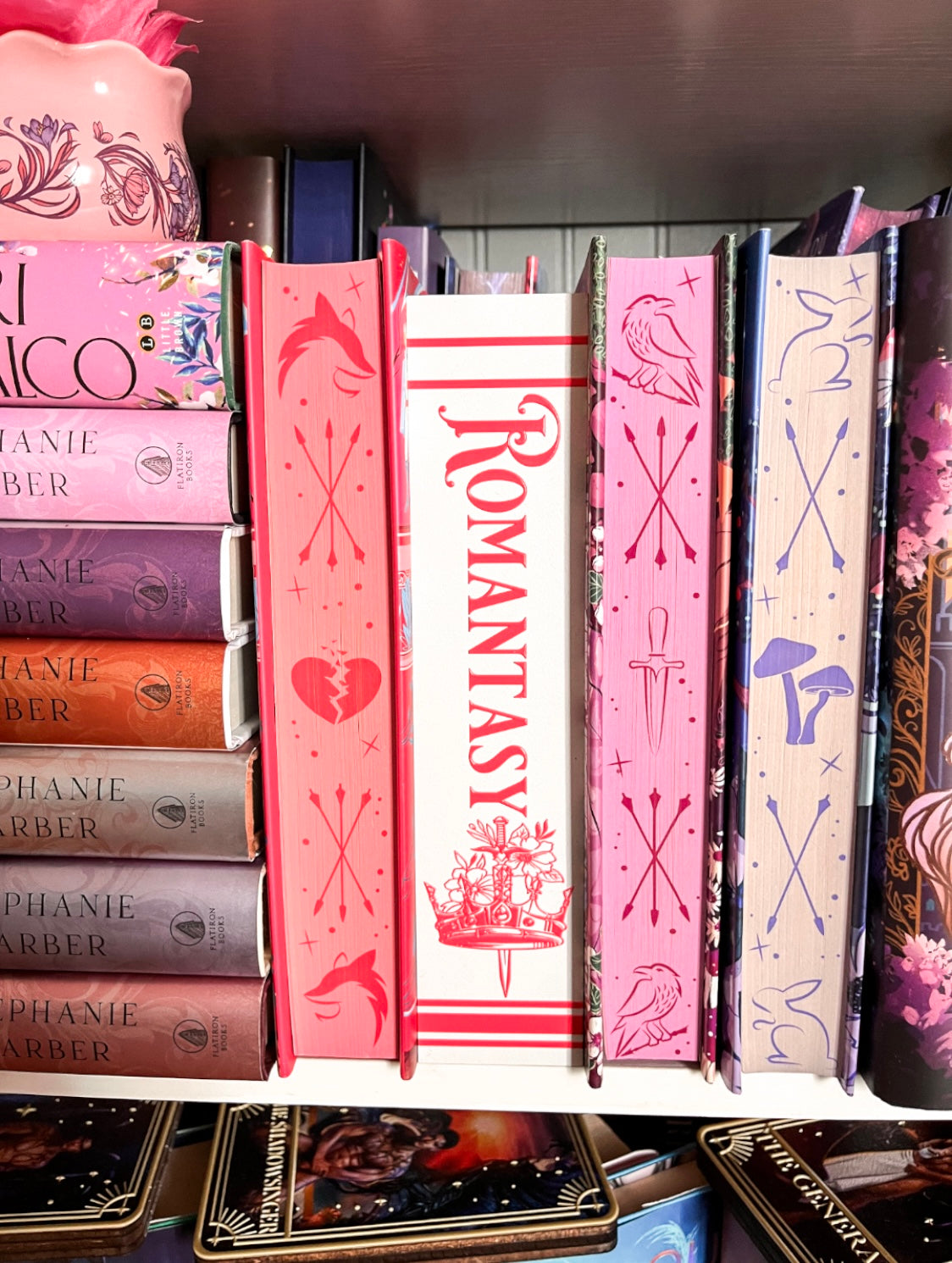 Vertical White & Pink Romantasy Shelf Mark™ by FireDrake Artistry®