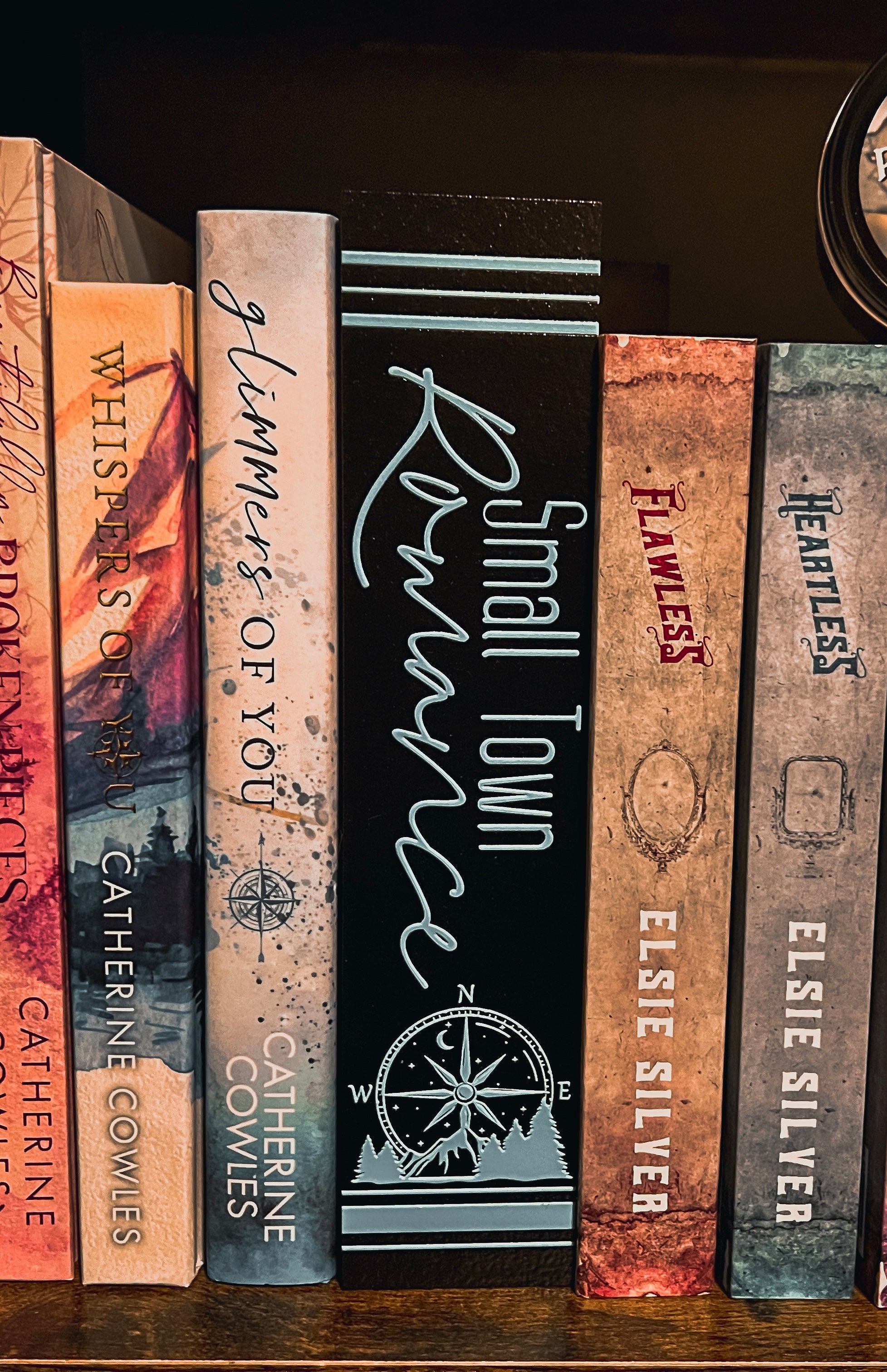 Vertical Black & Aqua Small Town Romance Shelf Mark™ by FireDrake Artistry®