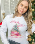 Load image into Gallery viewer, Naughty or Nice long sleeve in white - FireDrake Artistry
