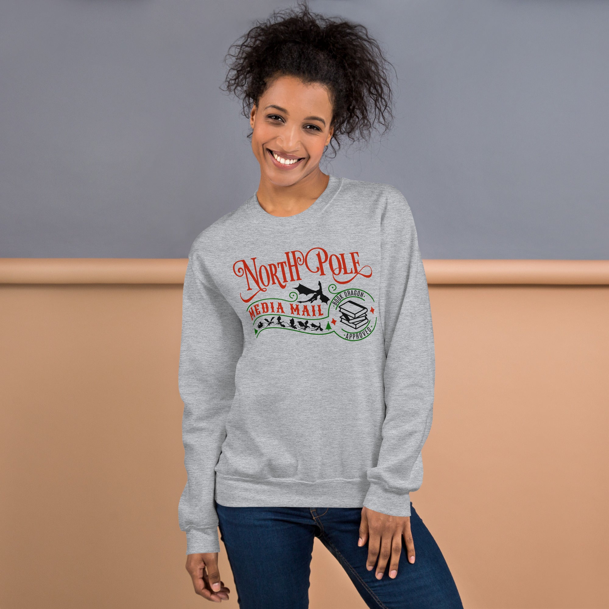 Santa Dragon Unisex Sweatshirt - Black Design