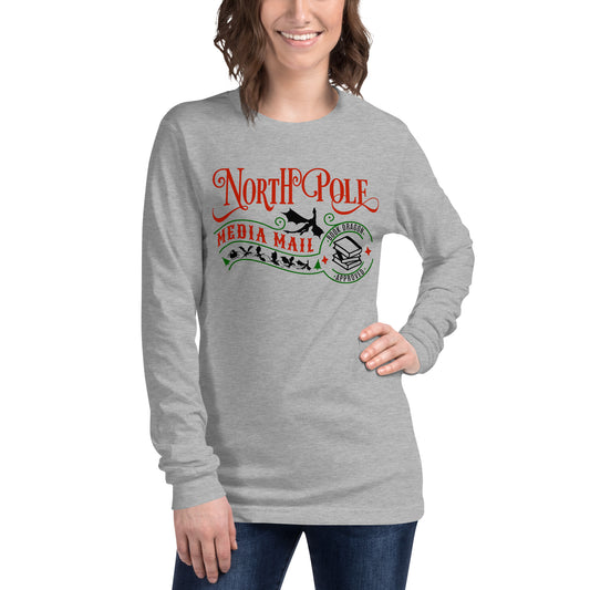 Santa Book Dragon Unisex Long Sleeve Tee - Black Design