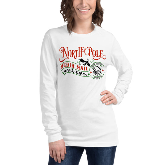 Santa Book Dragon Unisex Long Sleeve Tee - Black Design