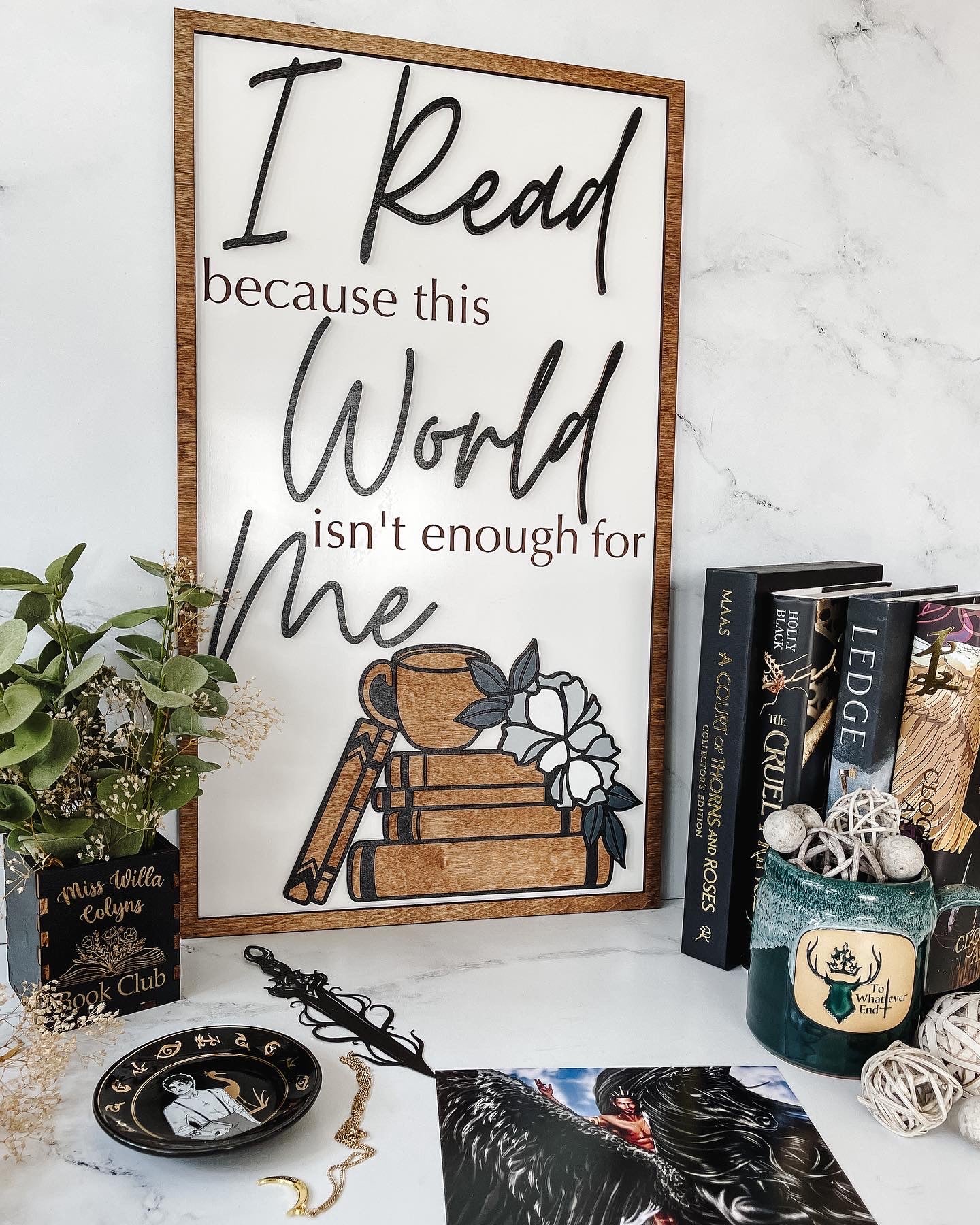 "I Read" Home Decor Sign by Fire Drake Artistry® 