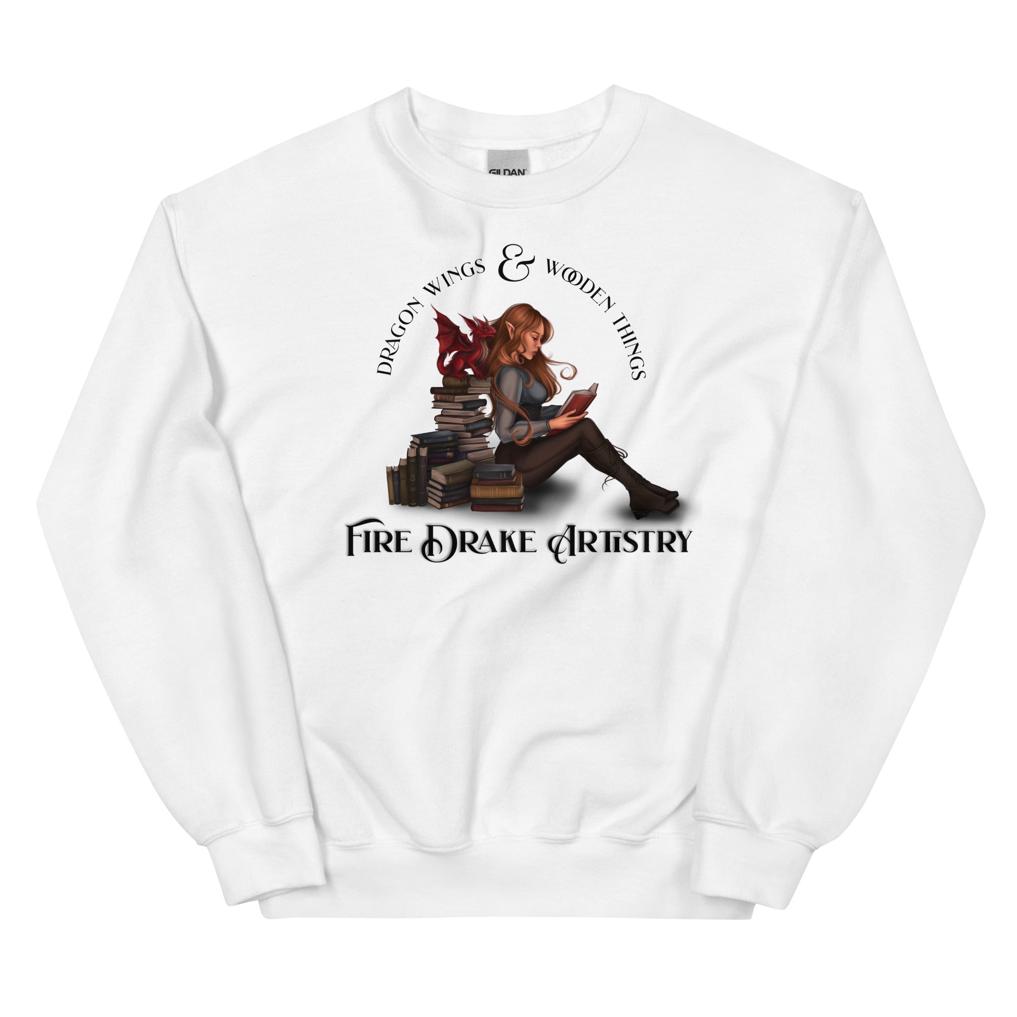 FireDrake Artistry™ Book Dragon Unisex Sweatshirt for FireDrake Artistry